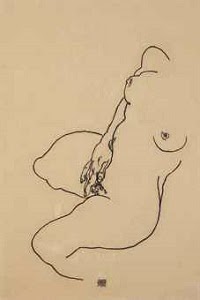 Egon Schiele - Masturbierende Frau ohne Kopf